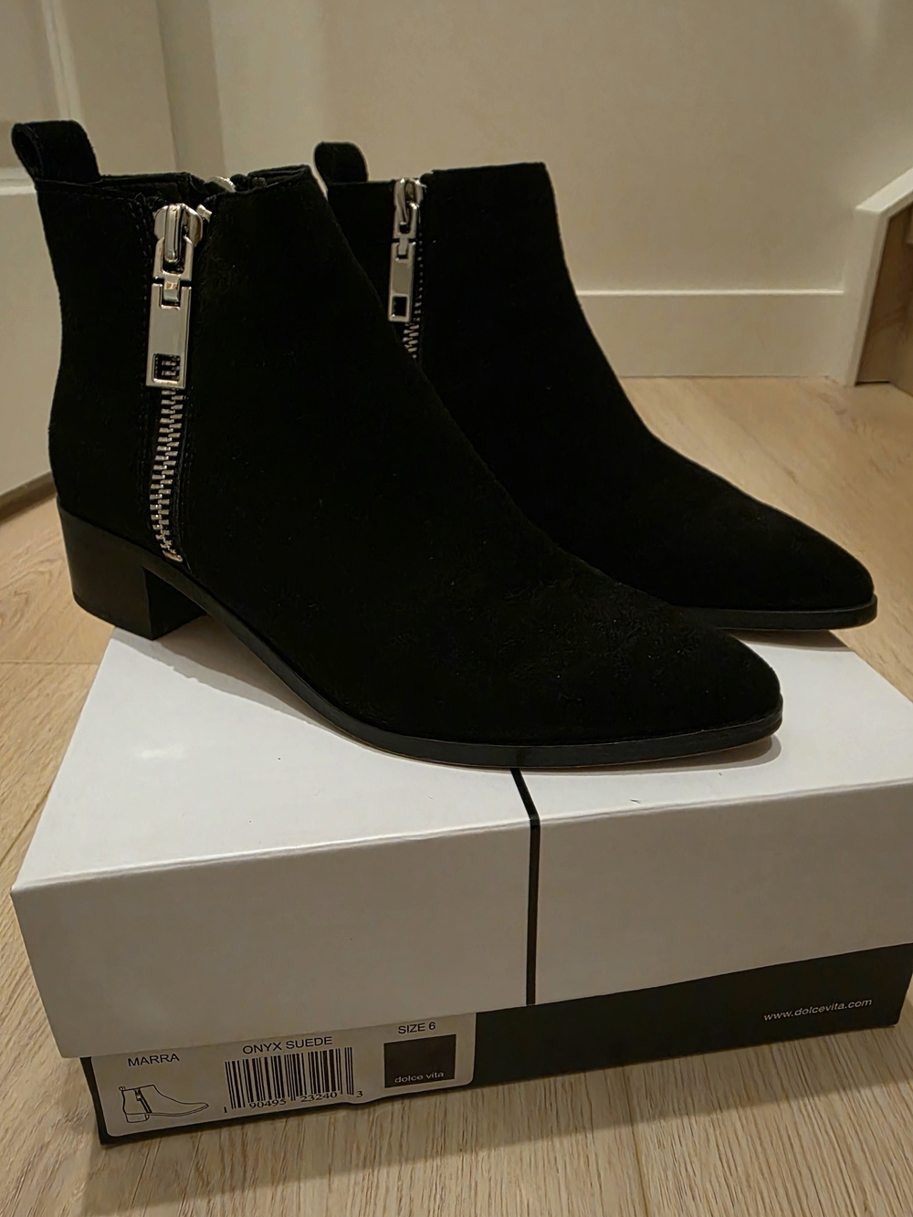 Dolce Vita - Black Suede Ankle Boots with Side Zip